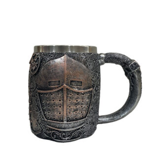 medieval knight-themed mug or tankard with a 3D design