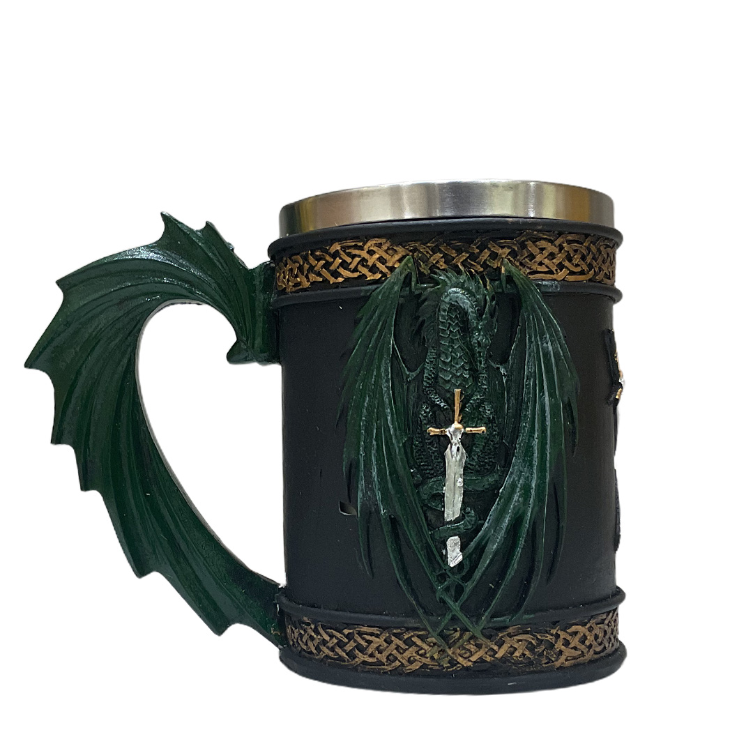 Medieval Viking Beer Mug, Resin Renaissance Dragon Beer Stein Viking Coffee Mugs, Stainless Steel Tankard Mug, 17oz 500ML Cup Mug, for Decor Party Decoration Viking Gift - Image 2