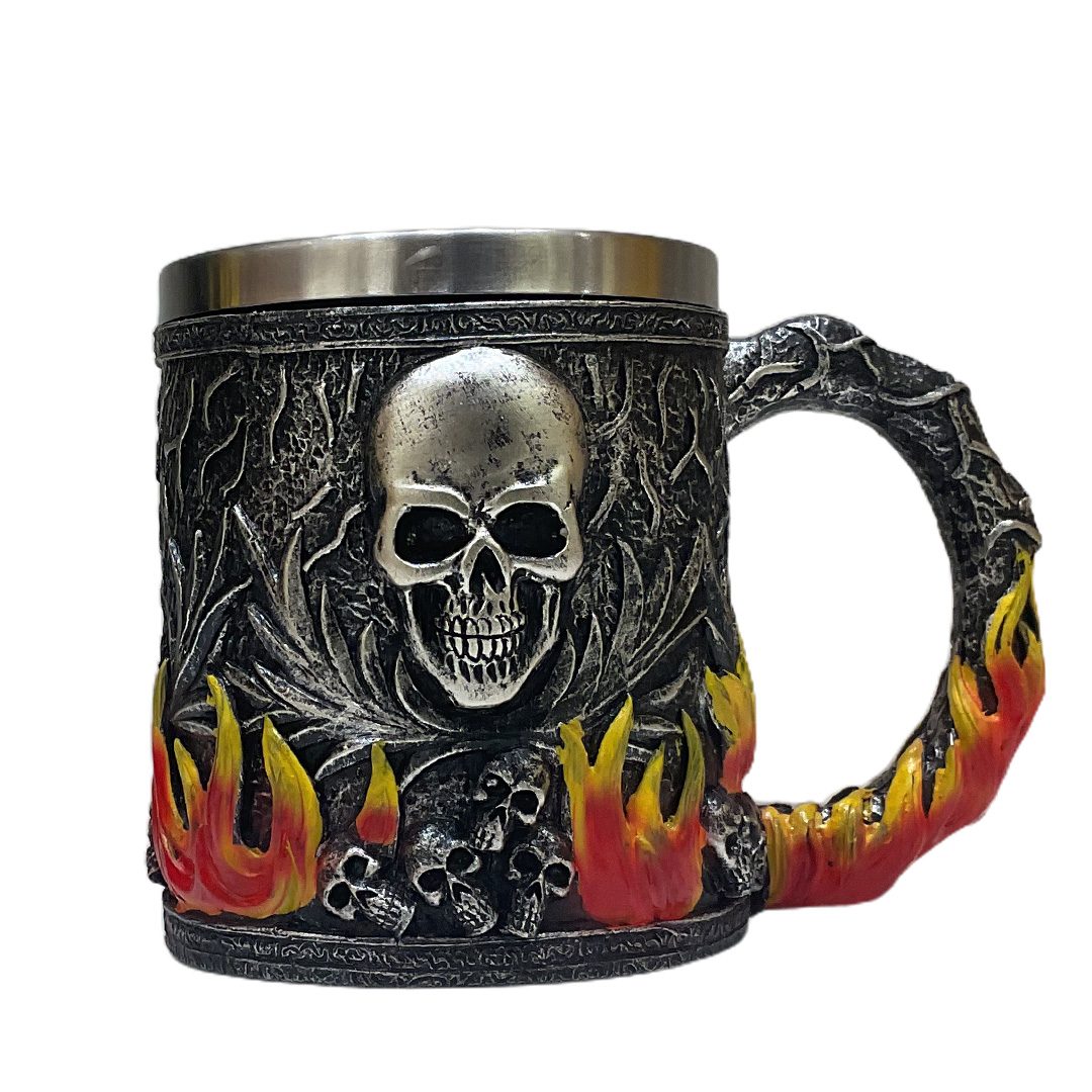 Stainless Steel Skull Coffee Mug Viking Skull Beer Mugs Gift for Men Gifts - Image 3