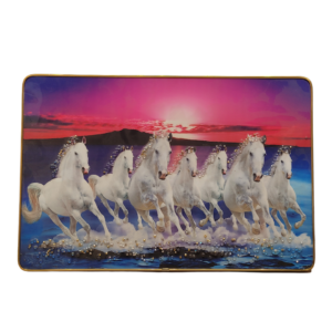 Seven Lucky Running Vastu Horses Art Framed Painting (12 Inch x 18 Inch)