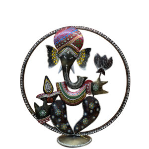 Ganesh In ring Playing Flute Metal Table Decor | Home Decoration Ideas 3 Pic One pack