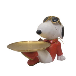Handcrafted Snoopy Resin Statue with Elegant Tray for Living Room, Office Desk,Guest Room,Home Office,Children's Room,Kitchen Counter,Bookshelf,Hallway Table