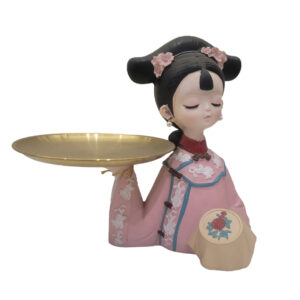 Chinese Palace Girl Figurine Cookie Candy Dish Storage Tray Modern Ornament |Antique Home Décor |Traditional Showpiece |Figurine |Modern