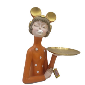 Cute Girl Sculpture Ornament Storage Key Tray Snack Art Jewelry PinkHome & Garden | Home Decor | Figurines