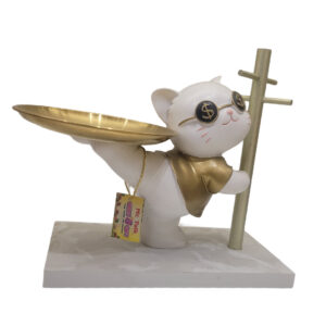 Lucky Cat Figurine Storage Tray Tabletop Decoration for Bathroom, TV Cabinet