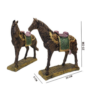 Decorative Horse Statue with Gold Accents, Vintage Style Home Decor ( Pack - 2 )