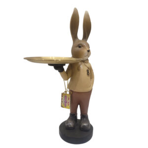 Bunny Figurine Home Decor - Rabbit Statue Easter Gift Table Decorations Resin Spring Decor