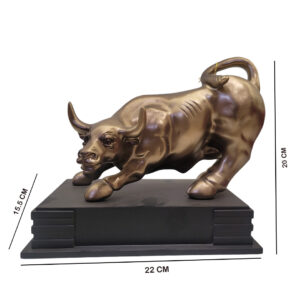 Bull Statue | Bronze Resin Bull Showpiece for Office Desk, Home Decor & Gifts | Symbol of Financial Strength,