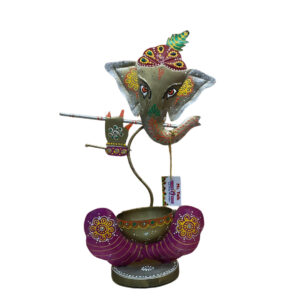 Metal Ganesha Idol Showpiece Tea Light Candle Holder Stand Tealight Candle Holders for Home Living Room Table Decoration (Set of 1) (Golden)