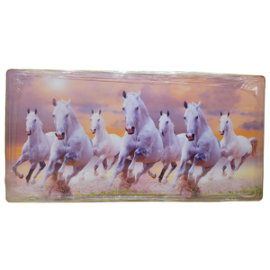 Wildmark Vastu Seven Horses Painting Lucky Horses Wall Painting for Home and Office (Multicolour, 19 H x 93.5 W Inches,)