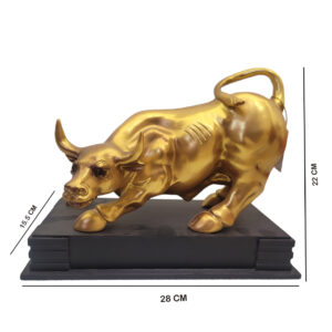 Bull Statue | Bronze Resin Bull Showpiece for Office Desk, Home Decor & Gifts | Symbol of Financial Strength,