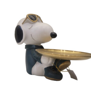 Handcrafted Snoopy Resin Statue with Elegant Tray for Living Room, Office Desk,Guest Room,Home Office,Children's Room,Kitchen Counter,Bookshelf,Hallway Table'