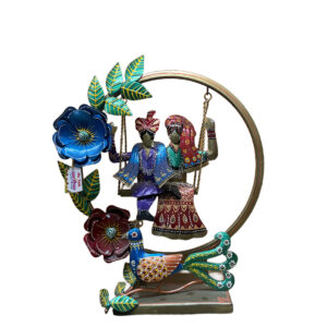 Radha Krishna Metal Jhula Table Decor