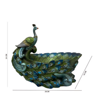 Polyresin Mayur-Mayil Peacock Decorative Bowl, Multicolor