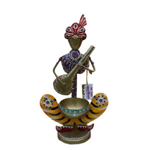Metal Handpainted Decorative Musician Tlight Showpiece | Decorative Candle Holder | Ideal for Home Decor, Drawing Room, Bedroom | Multicolor