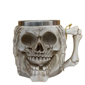 Stainless Steel Skull Mug Viking Drinking Cup - Perfect Halloween Decoration and Gift for Men - Beer Stein, Tankard, Coffee Mug, and Tea Cup in One"