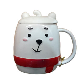 Teddy Bear Printed Ceramic Tea/Coffee Mug with Glass Mirror Lid | Milk Mug for Kids Ceramic Mirror Cup