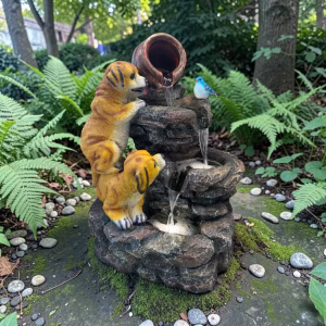 Dog Fountain 24x16 Inch